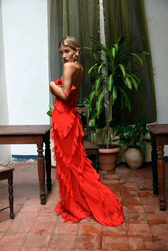 Amorie - Ruffle Jurk met Romantische Uitstraling