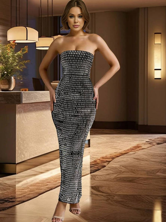 Kelsey - Sprankelende Strapless Splitjurk