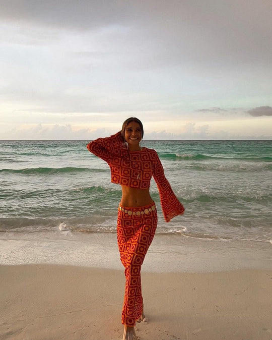 Elorine – Wikkelset met lange mouwen en maxi-rok