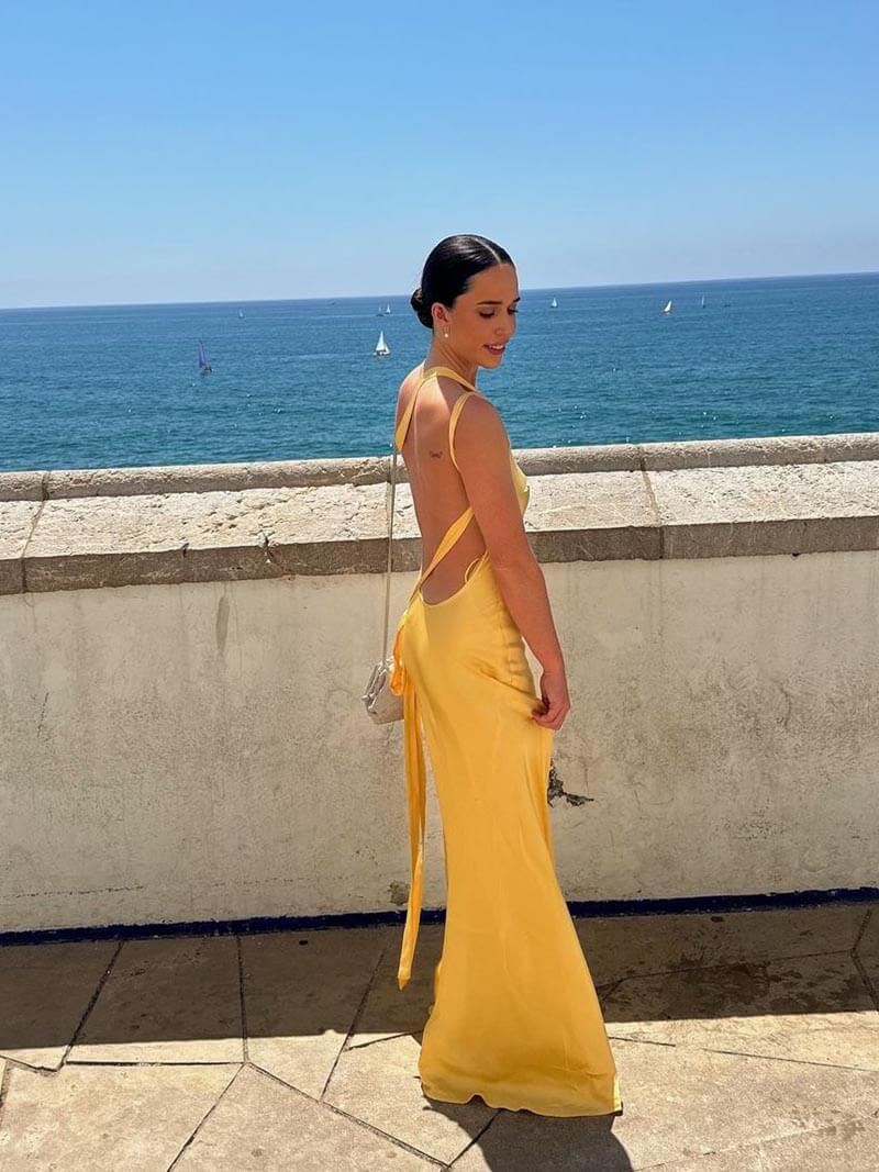 Evoris – One‑Shoulder Backless Maxi Dress