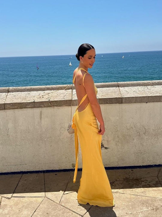 Evoris – One‑Shoulder Backless Maxi Dress