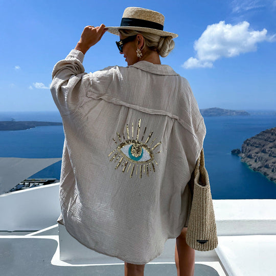 Esmira – Geborduurde blouse met sequin- en kraaldetail