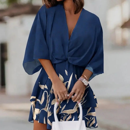 Sofie – Elegante jurk met gelaagde rok en V-hals