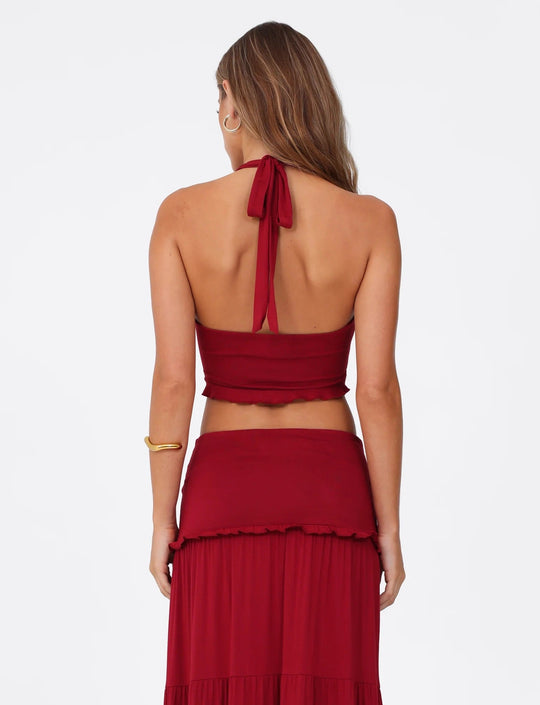 Mireille - Set met haltertop en lange rok in zachte jersey