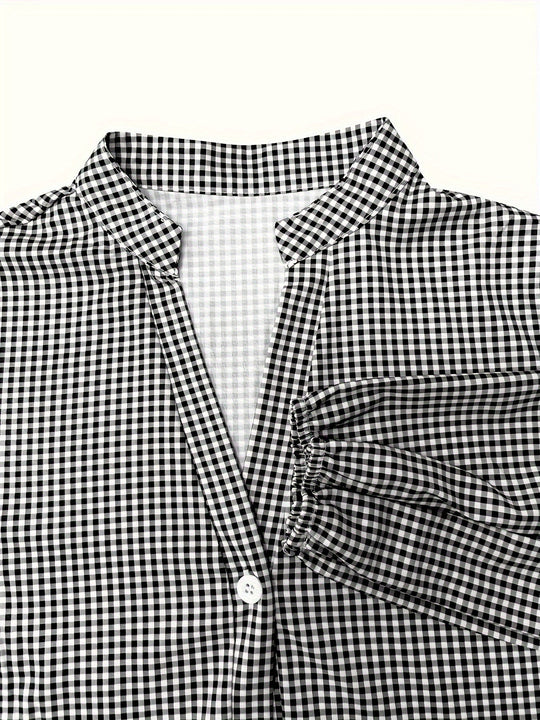 Maribel – Gestreepte midi-jurk met pofmouwen