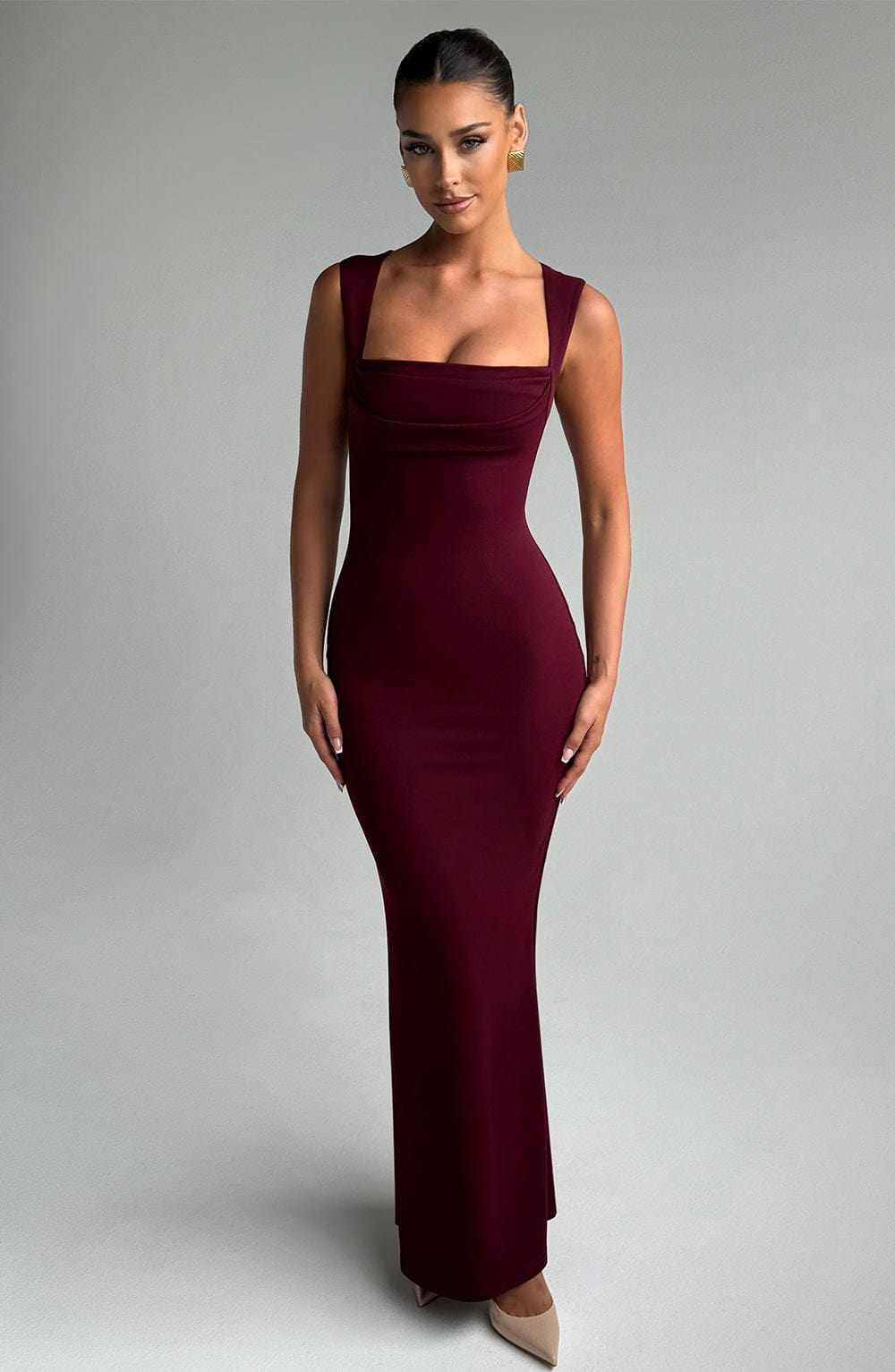 Zeferina - Elegante Maxi-jurk in Cherry Lacquer