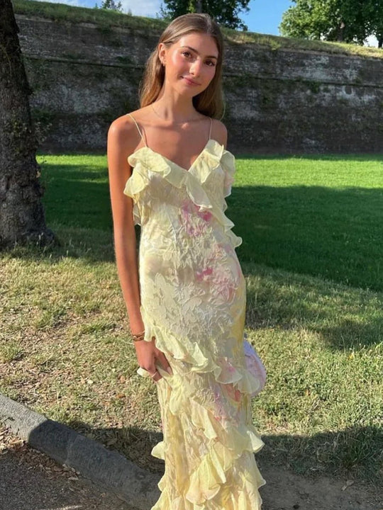 Aureline – Elegante Ruffle Jurk met Speelse Touch