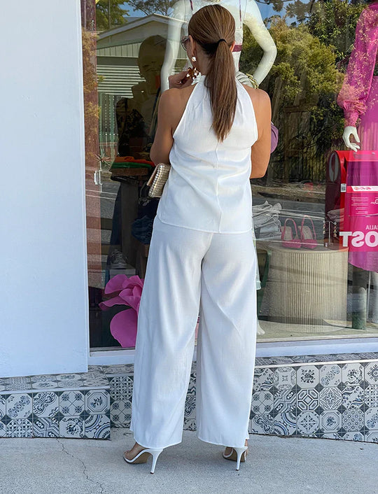 Julie – Elegante halter co-ord set met splitdetail