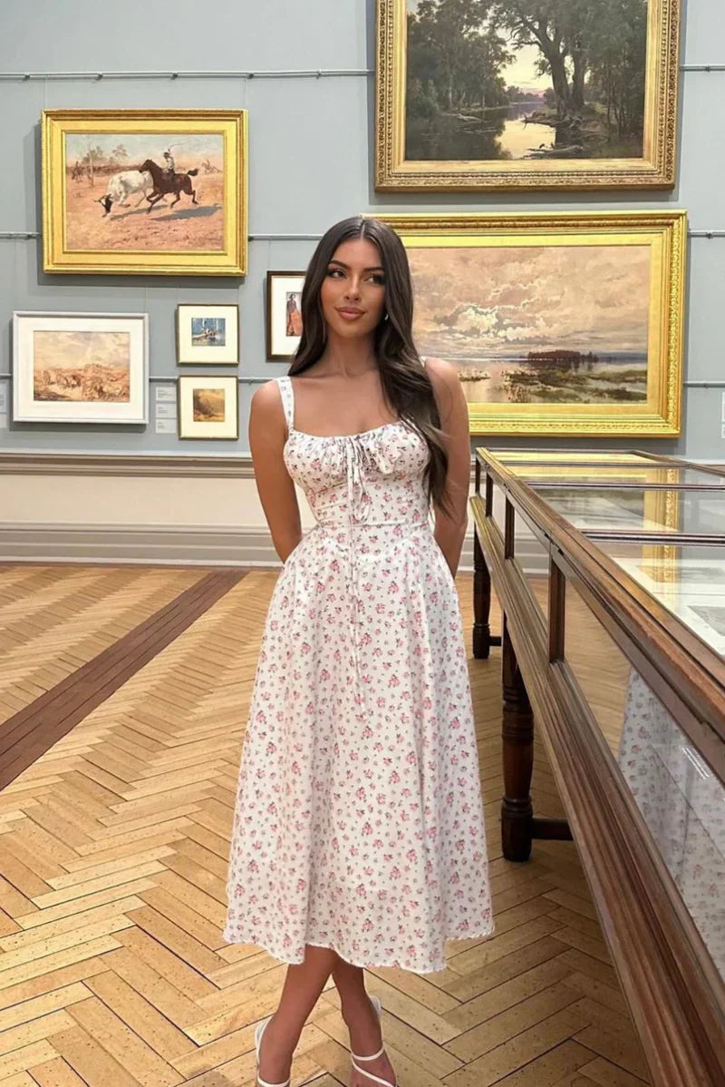 Maurelle – Corset midi-jurk met bloemenprint