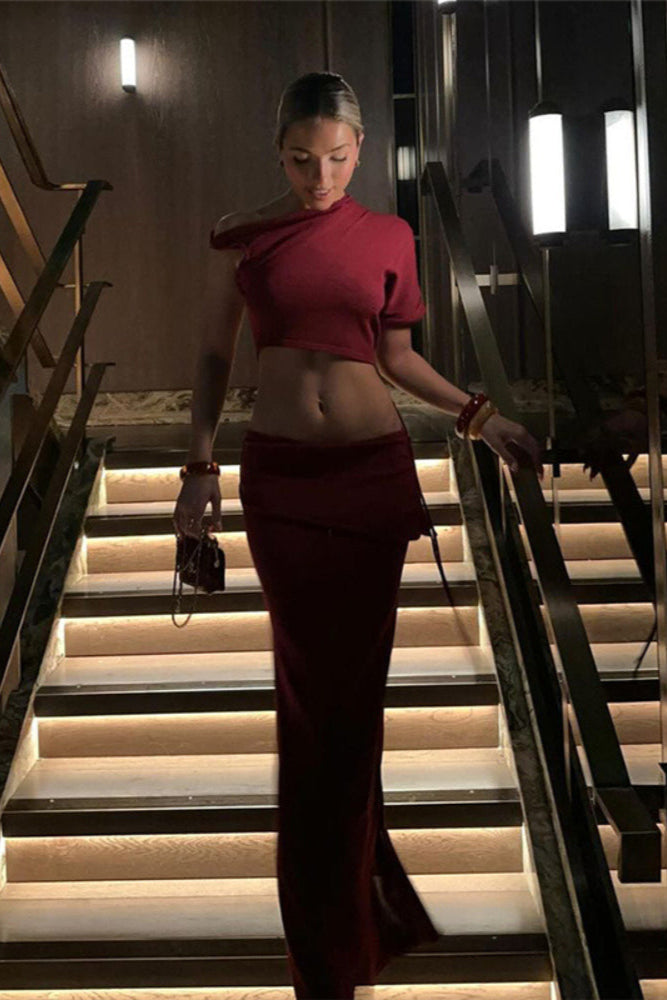 Orélya – Asymmetrische two-piece set met bodycon pasvorm