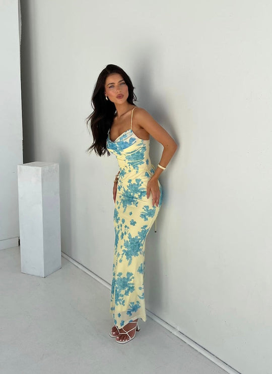 Florée – Bloemenprint maxi-jurk met strikdetails