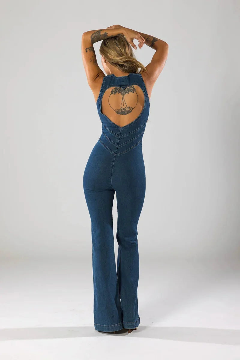 Eva – Denim jumpsuit met flatterende pasvorm