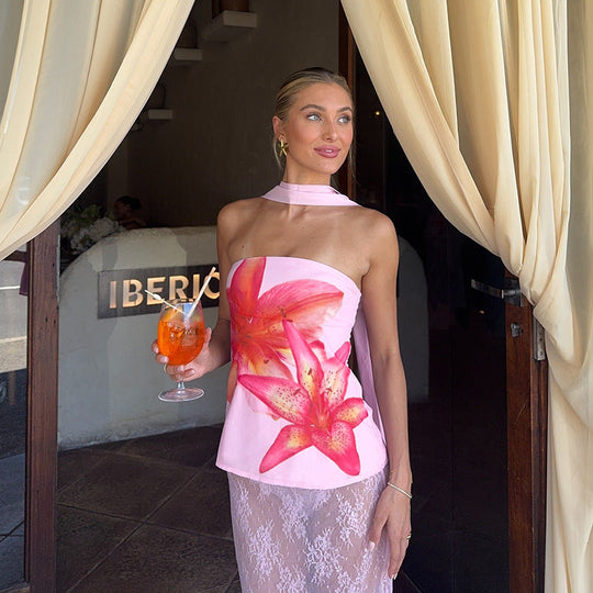 Viretta – Floral Sleeveless Top met Sjaaltje