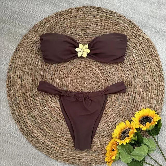 Émera – Bandeau bikini met gouden ringdetail