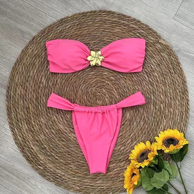 Émera – Bandeau bikini met gouden ringdetail