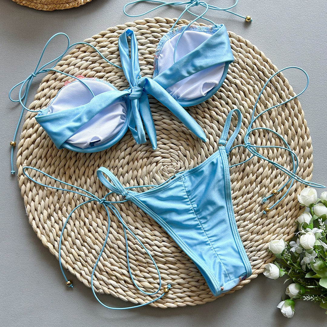 Claire – Elegante bikini met embroidery en split