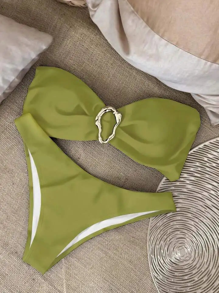 Inès – Bandeau bikini met gouden detail