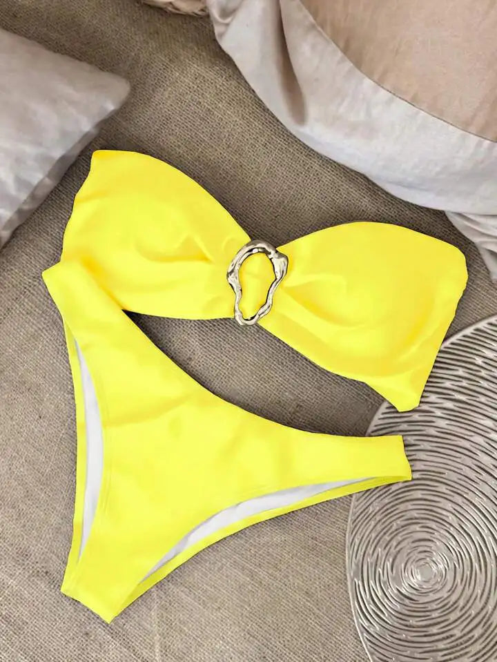 Inès – Bandeau bikini met gouden detail