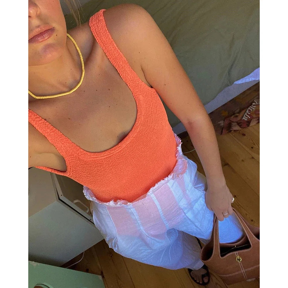 Elvyra – Badpak met textuur en open rug