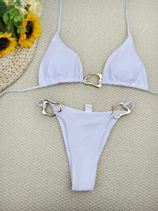 Anaïs – Triangle bikini met gouden details