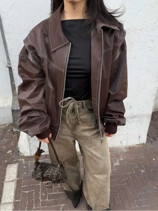 Sylvia - Stoere & Stijlvolle Leren Jas