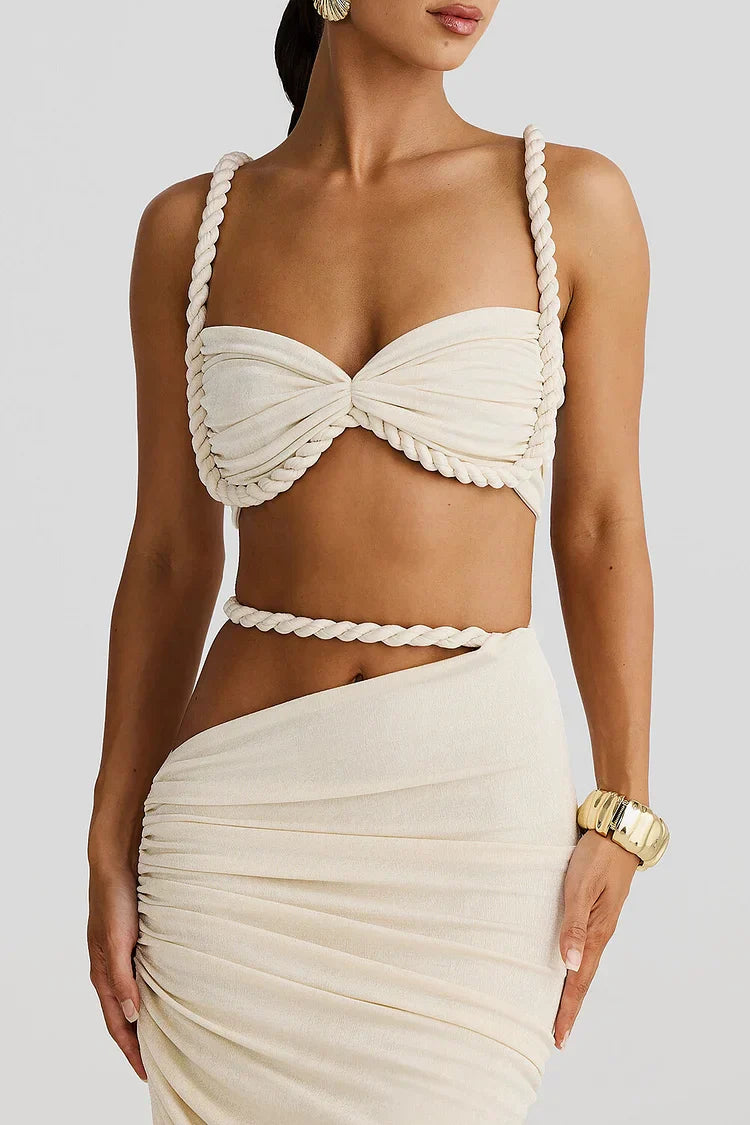 Soriel – Cut-out set met gevlochten details en maxi-rok