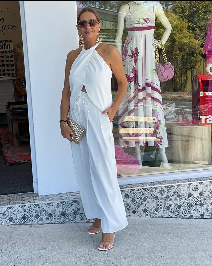 Julie – Elegante halter co-ord set met splitdetail